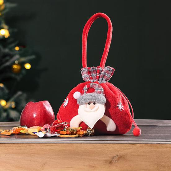 Christmas Gift Bags 3D Snowman Santa Elk Doll Reusable Xmas Burlap Sacks with Handle for Christmas Party Favors Holiday Presents Wrapping