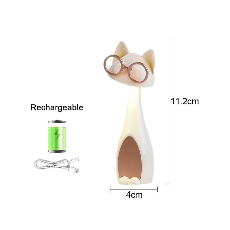 LED Night Light Cartoon Cute Pet Cat USB Charging LED Night Light Room Bedroom Bedside Sleep Light Dormitory Decorative As Gift