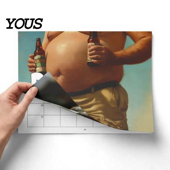 Office Gag Present for Colleagues 2027 Beer Bellies Wall Calendar, Funny Men Photo Monthly Planner with Coil Practical Date Tracker Binding