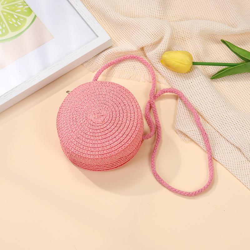 Children's bags Girls messenger bags New summer woven straw bags Seaside vacation girls round shoulder bag