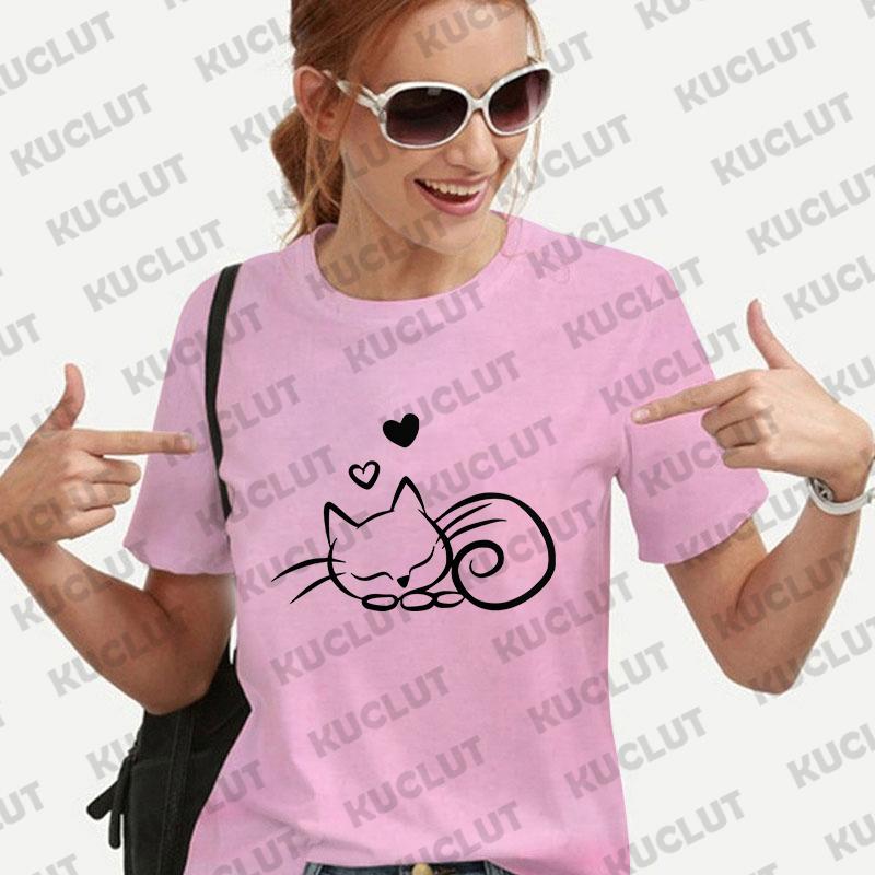 Black Cat Tshirt Shirt Cute Kitty Tee Kitten Tshirt Gift for Cats Lover Tshirts Fashion Casual Cat Mom Shirts Short Sleeve Tee S