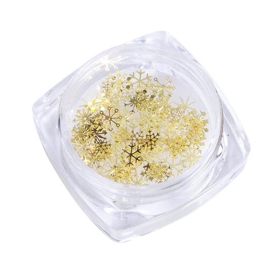 90Pcs/Set Nail Flake Snowflake Effect Non-Fading ABS Gold Color Art Decoration Mixed DIY