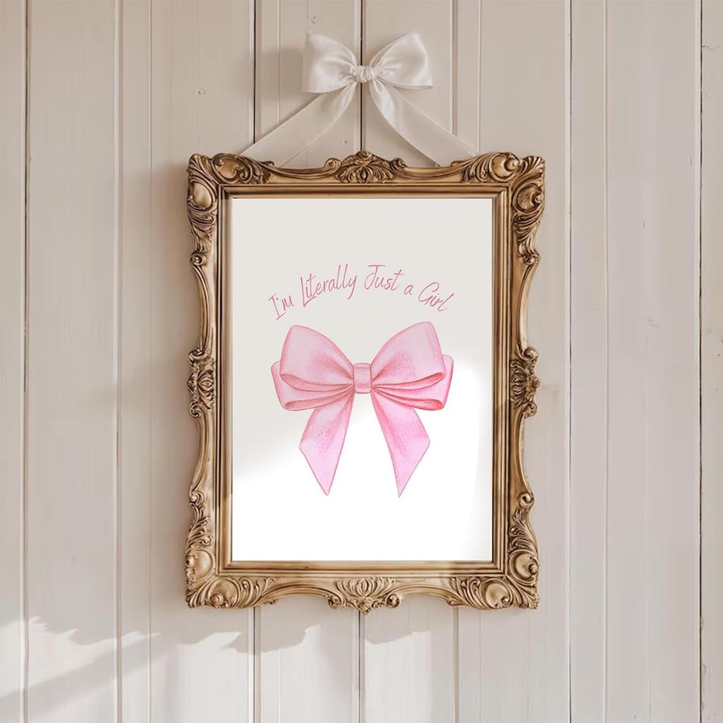 Uniro Coquette Room Decor Aesthetic, Pink Bows Wall Art Posters for Girls Dorm Bedroom Decor, Cute Coquette Posters, Coquette Wall Decor, Trendy