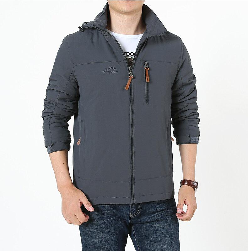 Men's Waterproof Breathable Outdoor Jacket with Detachable Hood - Spring/Autumn Plus Size Windbreaker & Sport Casual Outerwear.