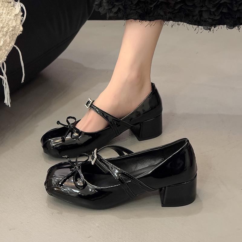 Fashion High Heels, Retro Square Toe, Women's Shallow Mouth, Elegant Dress Shoes, Fashionable Party, Bow Women's Shoes,