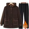 Mom's Plus Size Lambswool Hooded Jacket - Velvet Thickened Winter Coat for Middle-Aged & Elderly Women