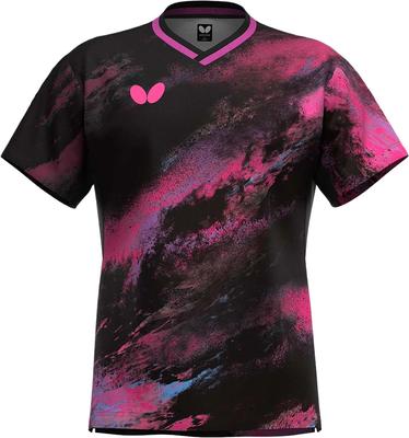Butterfly Tischtennisspiel Euphinia JTTA Größe 47880 Hemd, Hemd, Feuchtigkeitsableitend, Schnelltrocknend, Dehnbar, Zugelassen, Unisex, Schwarz, L,
