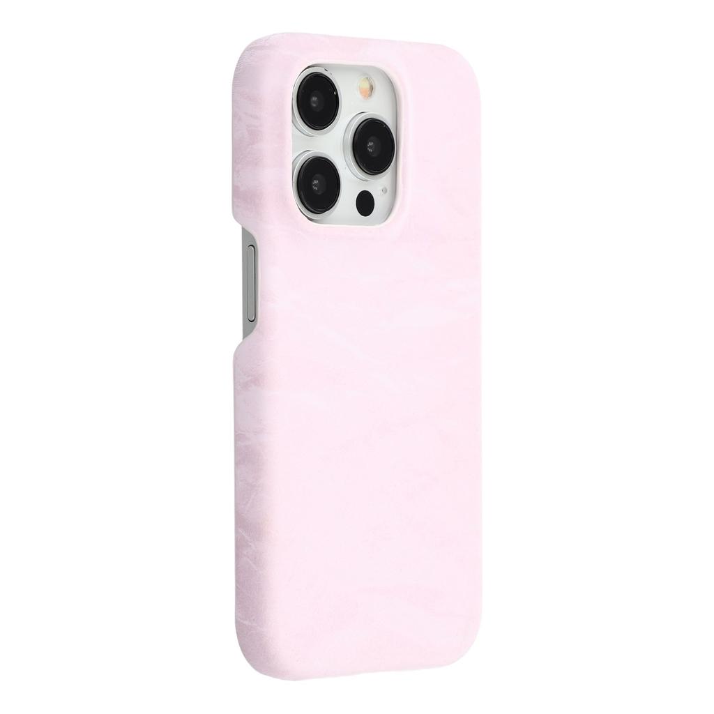 For iPhone 14 Pro Max Case Velvet Texture Leather + PC Phone Back Cover