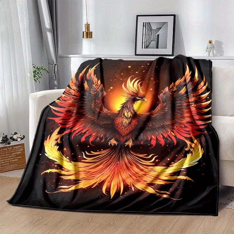 1pc Phoenix Printing Lightweight Flannel Blanket, Comfortable and Warm Blanket, for Camping Sofa Bed and Couch Office, Suitable for Gift Blan
