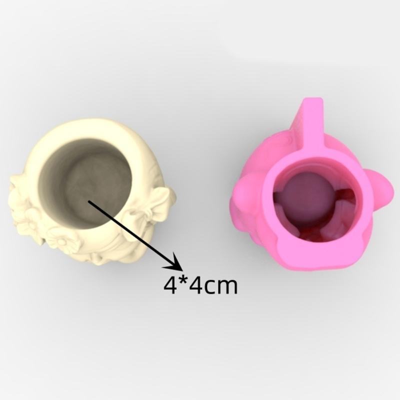 Geometric Bowknot Flower Girl Gypsum Silicone Mold Storage Box Mold for Making Succulent Plant  Flower  Pen Holder