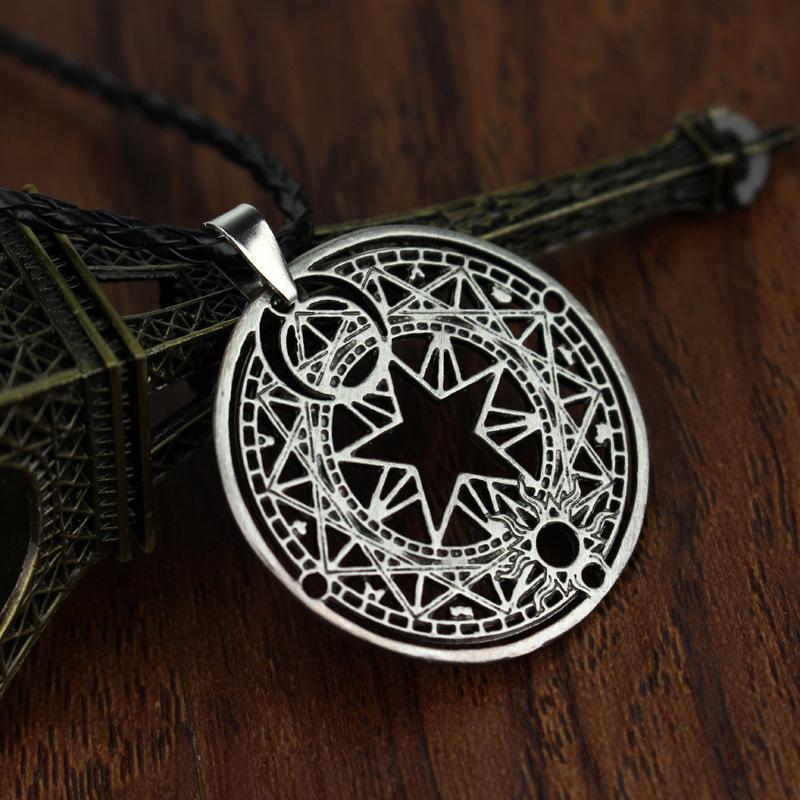 Cardcaptor Sakura Magic Circle Pendant Necklace with Leather Cord