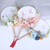 Exquisite Flower Butterfly Round Fan Women Dance Performance Props Wedding Craft Home Decoration