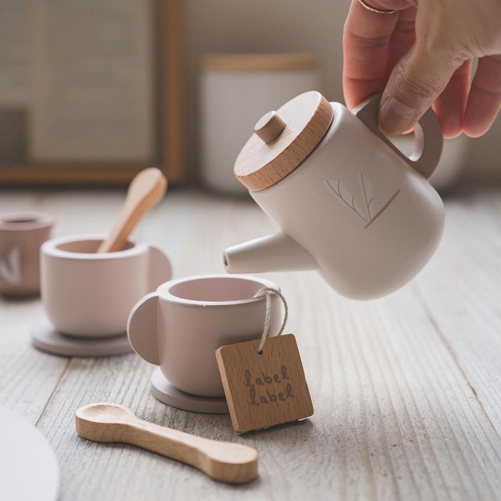 LabelLabel Tea Set, Pretend Play Kitchen, Wooden Toy, Educational Toy, Tea Party, Tea Time, Girls