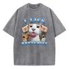 Mode T-Shirt Vintage Gewaschenes Baumwoll-T-Shirt Ich Lecke Batterien Lustiges Katzen-Grafik-T-Shirt Lässiges Streetwear Frühling Sommer Shirt