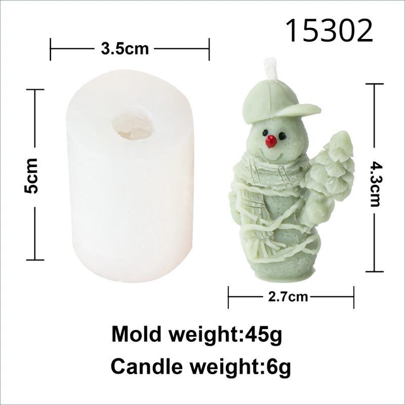 NEW Scarf Ski Snowman Silicone Candle Mold 3D Santa Claus Plaster Soap Making Christmas Party Cake Decor Ornament Gifts 1pcs