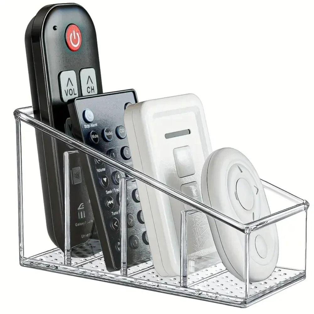 4 Compartments Romote Box Clear Make Up Orangizer Non Slip Storage Case