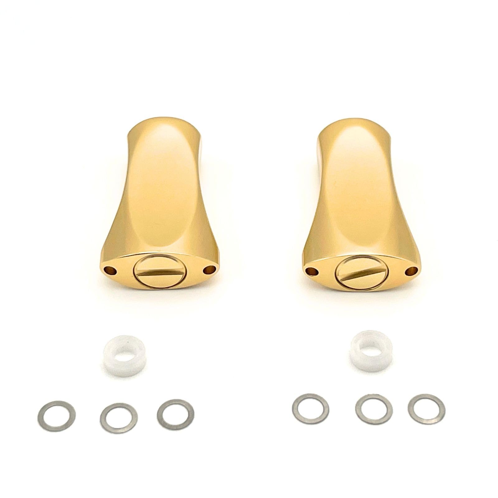 

TIGRE BLANC Universal Spinning Reel Handle Knob Daiwa Shimano Compatible Bait Reel Double Handle Parts Aluminum 2 Piece Set Gold [Used] золотой