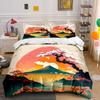 Japanese Landscape Art Set Bedding Set with 1 Duvet Cover 2 Pillowcases Single Double King Queen, Gift