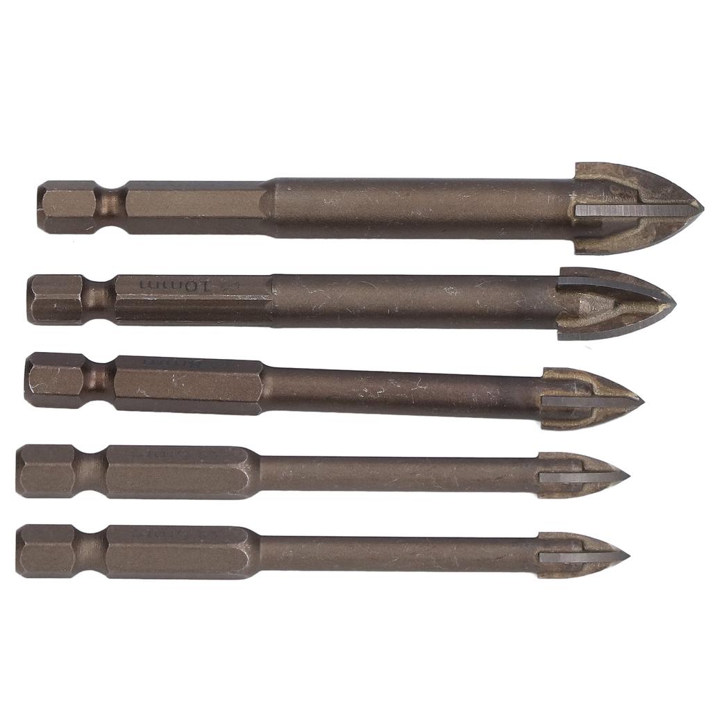 5Pcs Cross Tile Drill Bit Carbide Hex Shank Drills Bits Concrete Hole Opener for Glass Ceramic