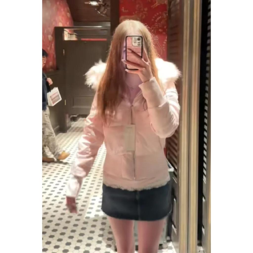 Chic Fur Collar Hooded Women's Cotton Jacket Solid Zipper Slim Waist Pocket Warm Thick Coat Winter Autumn Female Outerwear