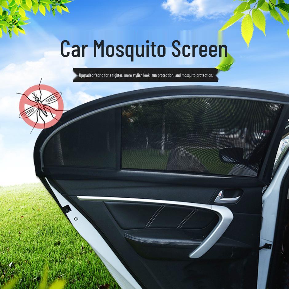 Black Mesh Car Sunshade Window Protector - Heat Insulation and UV Shield Curtain