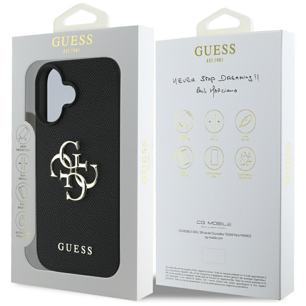 Etui Guess Grained Big 4G Logo Small     Classic Logo Do Iphone 16 Czarny