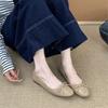 French Square Head Shallow Mouth Single Shoes Women's 2025 Spring New Small Man with Skirt Doudou Shoes Women's Soft-soled Flats