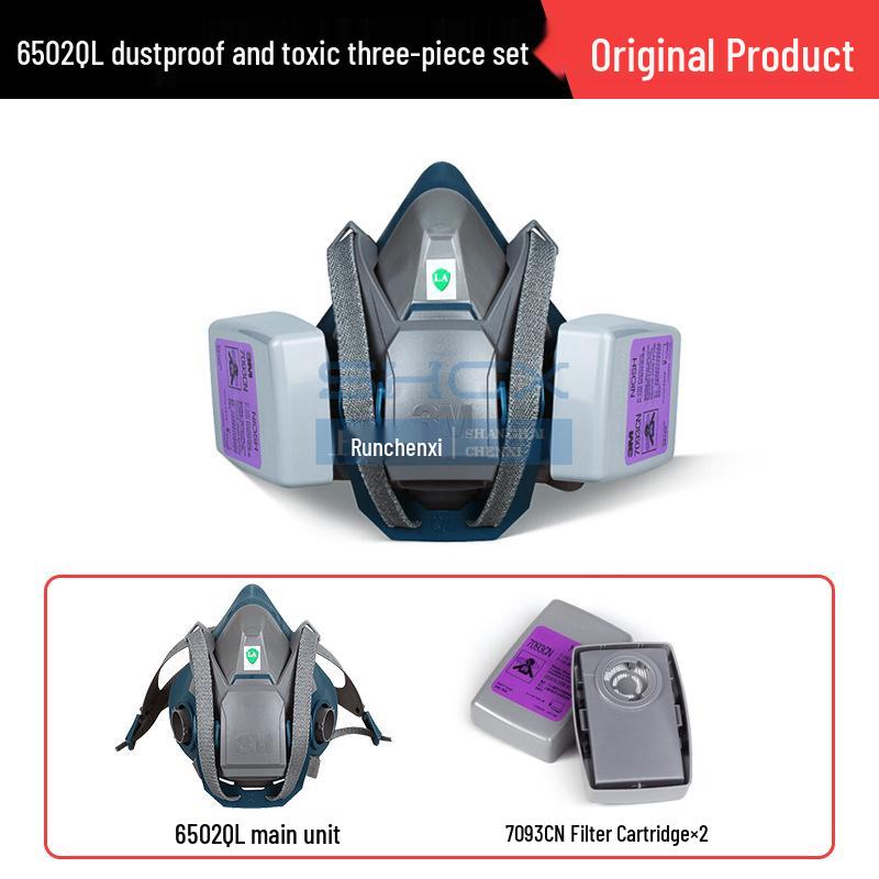 3M 6502QL Snabbspänne Anti-Formaldehyd Silikonmask Set för Skydd mot Sprutmålning