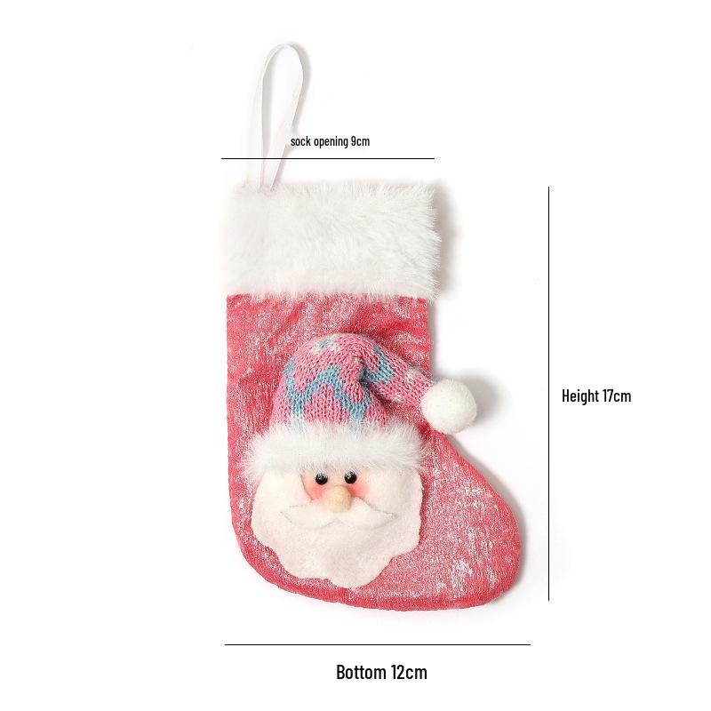 Green Knitted Small Christmas Stocking for Home Decoration and Mall Window Display