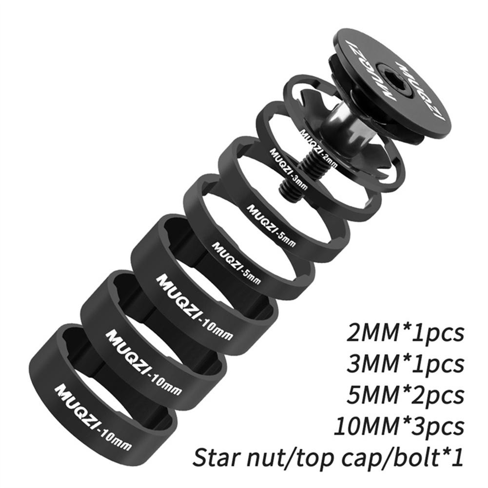 Bicycle Spacers, Bicycle Headset Spacer, 2mm 3mm 5mm 10mm Aluminum Alloy Bicycle Front Fork Stem Washers Set For Mountain Road Bikes Cycling чёрный