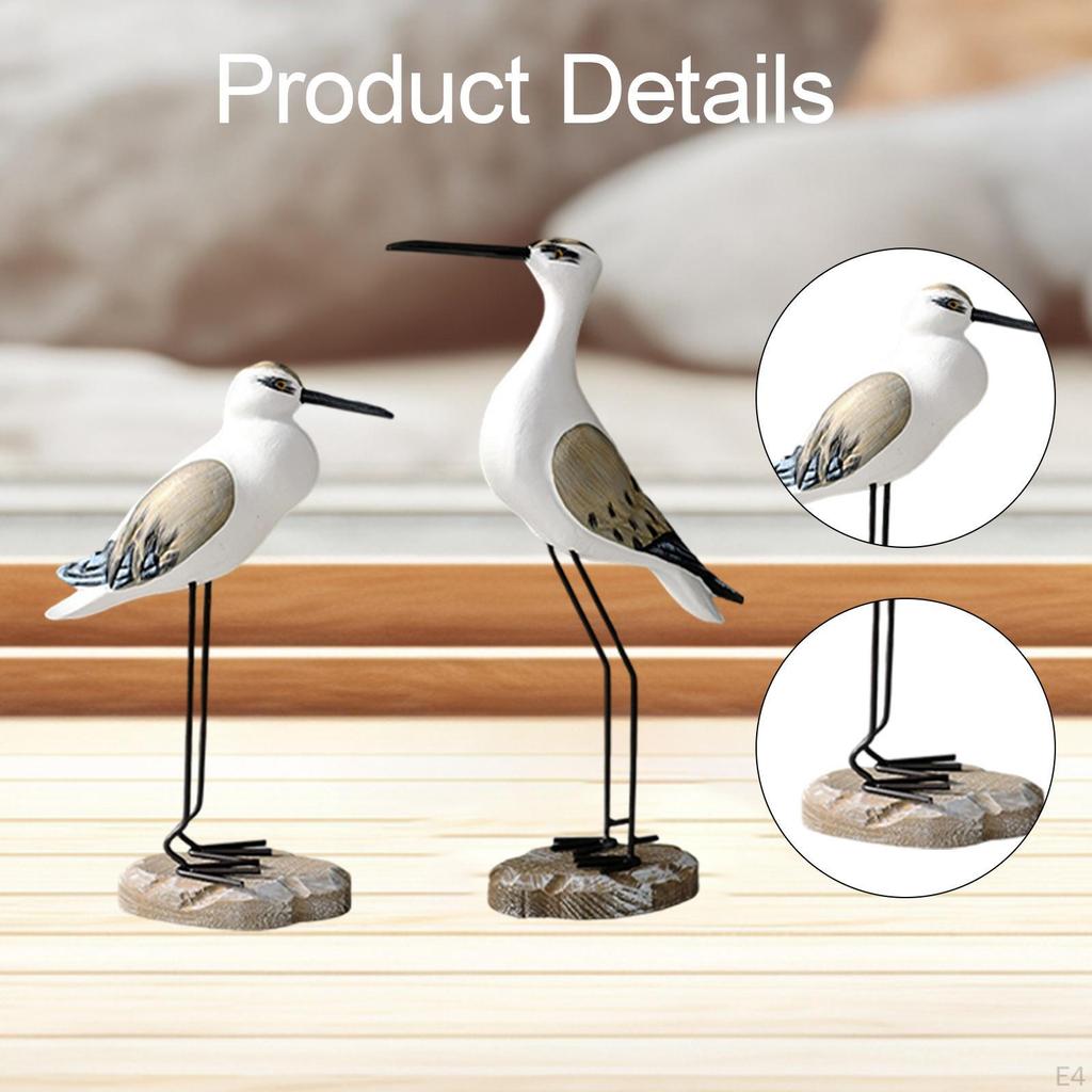 2 Stück Meerestierfigur Rustikale Vogelskulptur Kreative Lebensechte Holzmöwenfiguren
