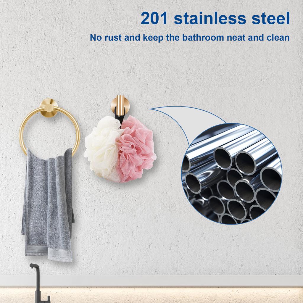 4Pcs Towel Ring Toilet Paper Holder Stainless Steel Bathroom Hardware Set Wall Mount Hand Towel Hanger for Home Bedroom