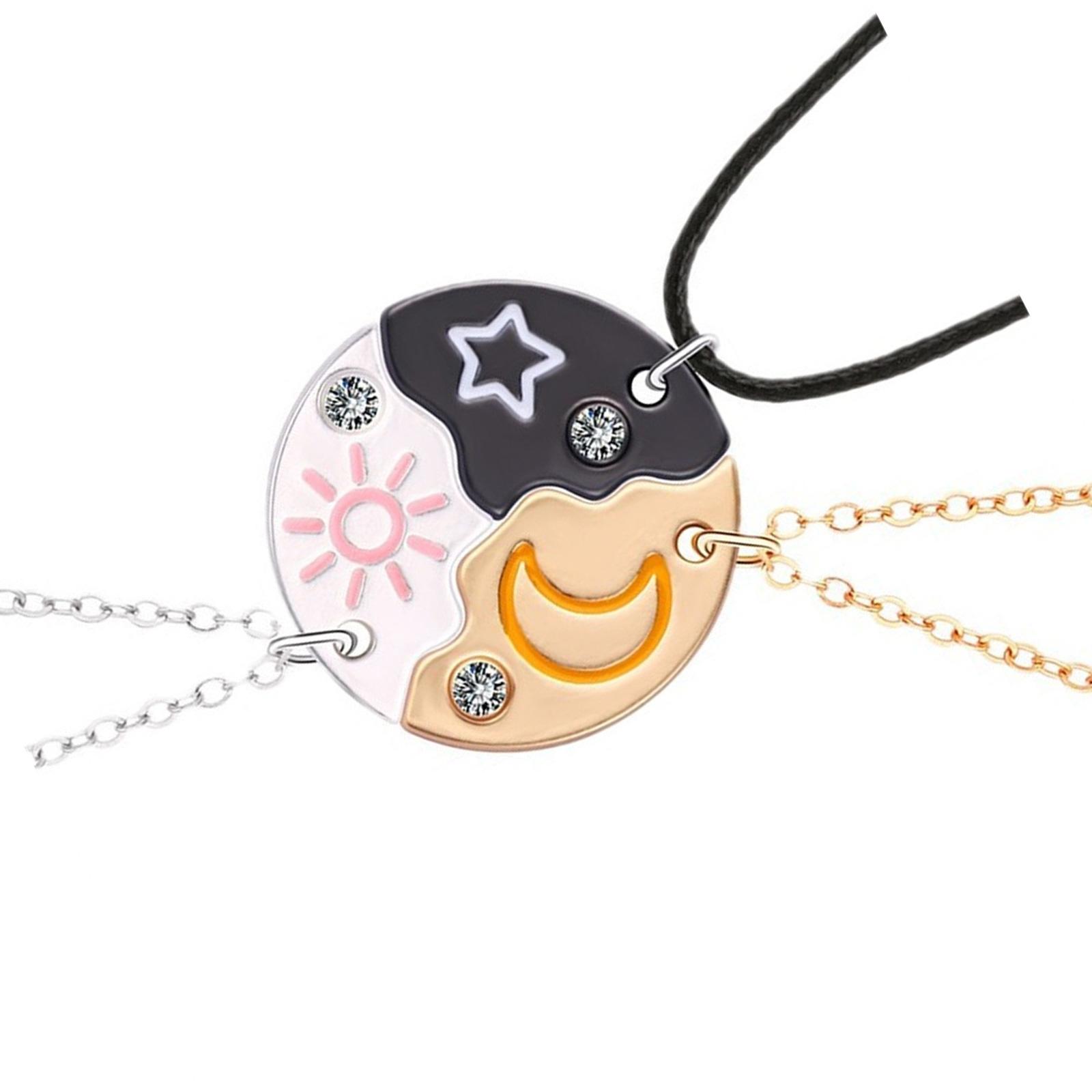 

Стильный набор подвесок-ожерелий с кулонами в виде Солнца, Луны и Звезды, украшение для лучших друзей, пар, регулируемая цепочка, модная бижутерия, подарки