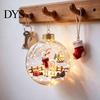 Transparent Holiday Bulbs 3D Christmas Animal Faux Crystal Ball Ornament, Lighted Acrylic Hanging Decor with Hedgehog Penguin Panda, LED Tree Pendant,