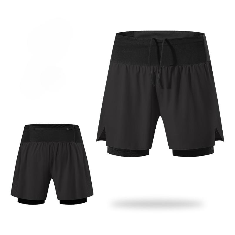 

Men s Trail Speed Shorts Summer Quick-dry Lined Anti-exposure Double-layer Outdoor Marathon Running Short Pants with Pockets XXL чорний