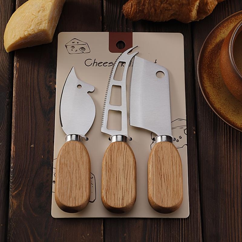 New Stainless Steel Cheese Knife Set , Rubber Wood Handle Butter Cheese Knife , Creative Cute Mouse Shaped Steak Knife , Kitchen Essential