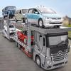 1:24 Mercedes Benz Double Decker Flatbed Transport Vehicle Alloy Diecast Metal Car Model Sound Light Children Toy Birthday Gifts