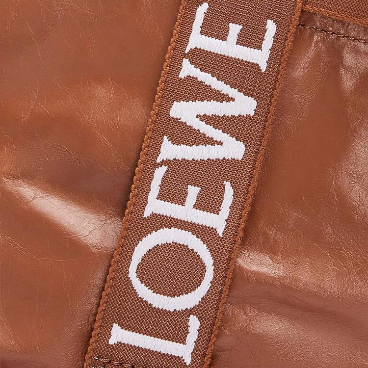 Loewe Fold Shopper Series Logo Large Capacity Tote Bag Paper Texture Cowhide Leather Handbag Unisex Tote Bag Brown B507X23X01-2530