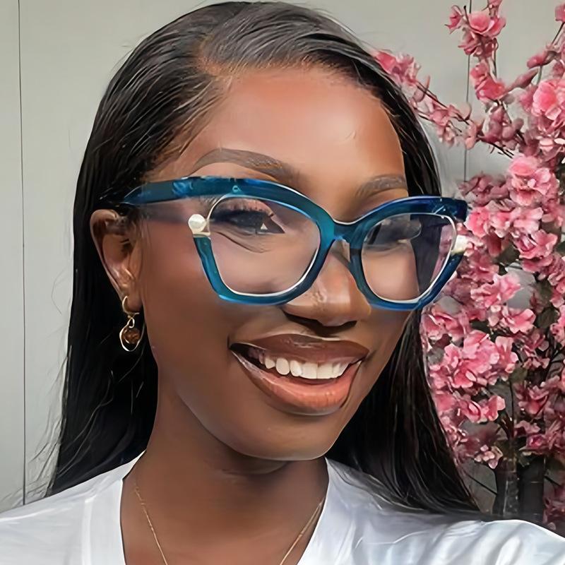 Anti-blue Light Ladies Flat Pearl Decorative Glasses Frame
