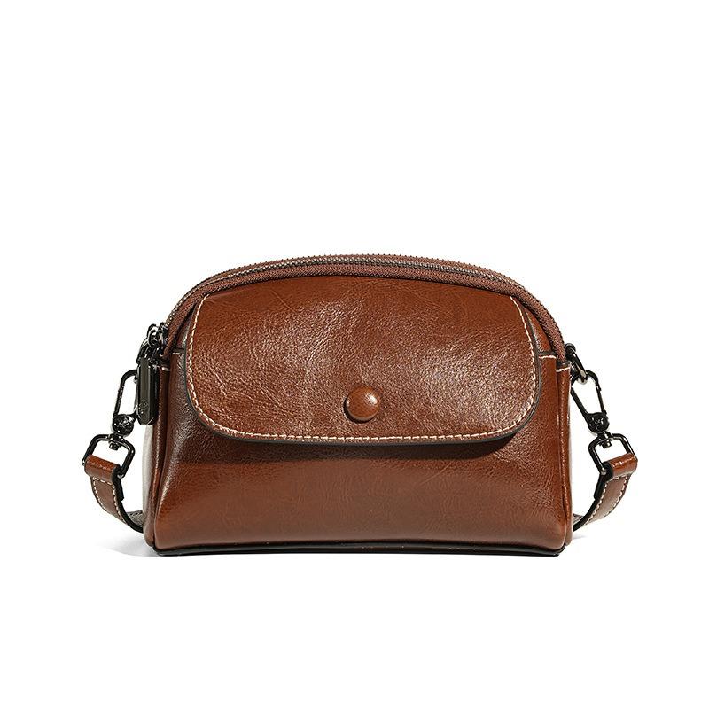 Bag Women's Spring and Summer New Leather Women's Bag Mobile Phone Bag High-end Sense Large Capacity Shoulder Crossbody Exquisite Small Bag