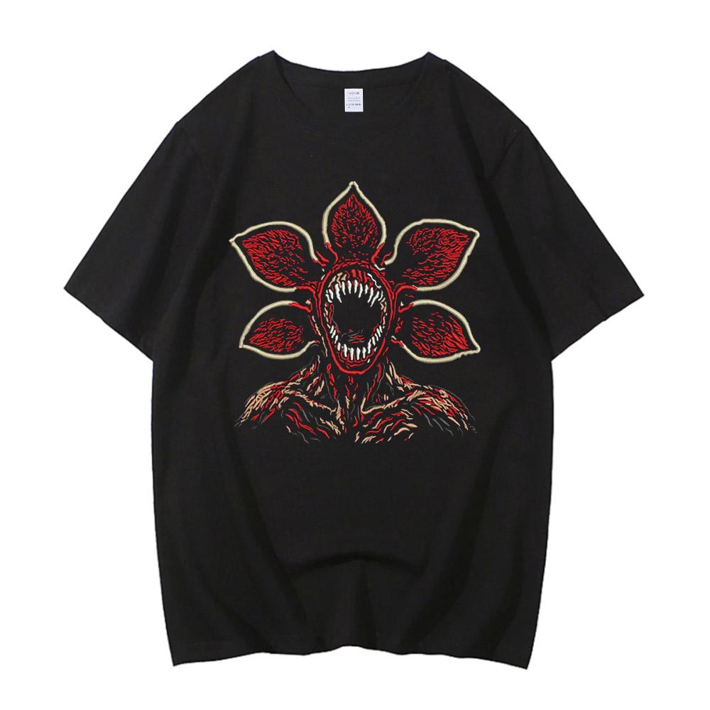 High Quality Cotton Hawkins Demogorgon T-shirt Anime Black T Shirt Cartoon Short Sleeve Harajuku Tshirt Women Men