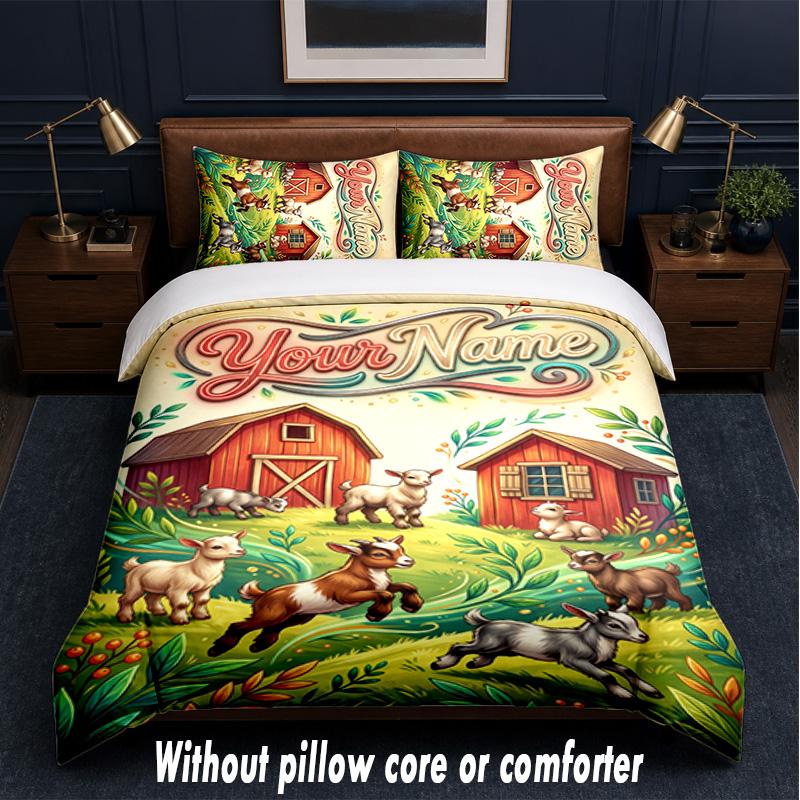 Farm Country Theme Custom Text Or Name 3Pcs Bedding Set,1 Flat Sheet & 2 Pillowcases Personalized Home Bedding