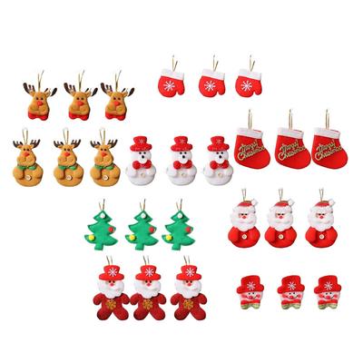 Christmas Tree Pendants Set Felt Decorations with Santa Snowmen Reindeer for Holiday Tree Fireplace Door Car Hanging