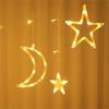 3.5M Solar Moon Star Curtain Lights Waterproof 8 Modes LED Fairy String Lamp for Christmas Party Garden Decor Decor for Room