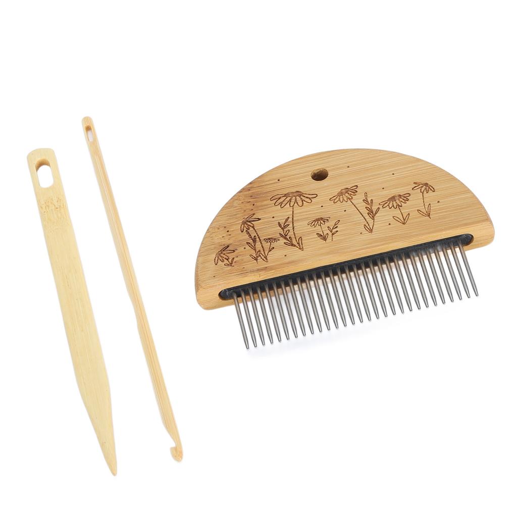 Weaving Loom Comb Professional Wooden Loom Comb Big Eye Needle 4mm Crochet Needle Set for Making DIY Crafts Tool