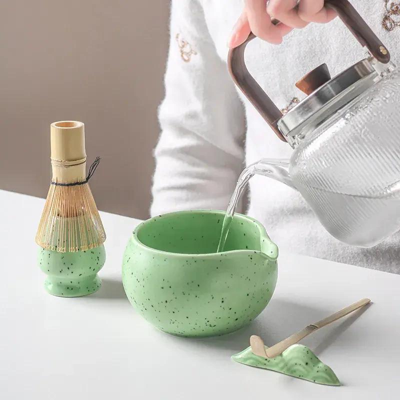4/8PCS Handmade Home Easy Clean Matcha Tea Set Tool Stand Kit Bowl Whisk Scoop Gift Ceremony Traditional Japanese Accessories
