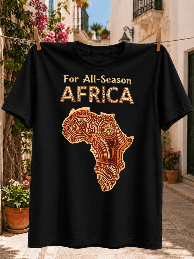 For Allseason Africa With Patterned Orange Brown Continent And Decorative Ethnic Inspired Artwork Unisex All Tshirt