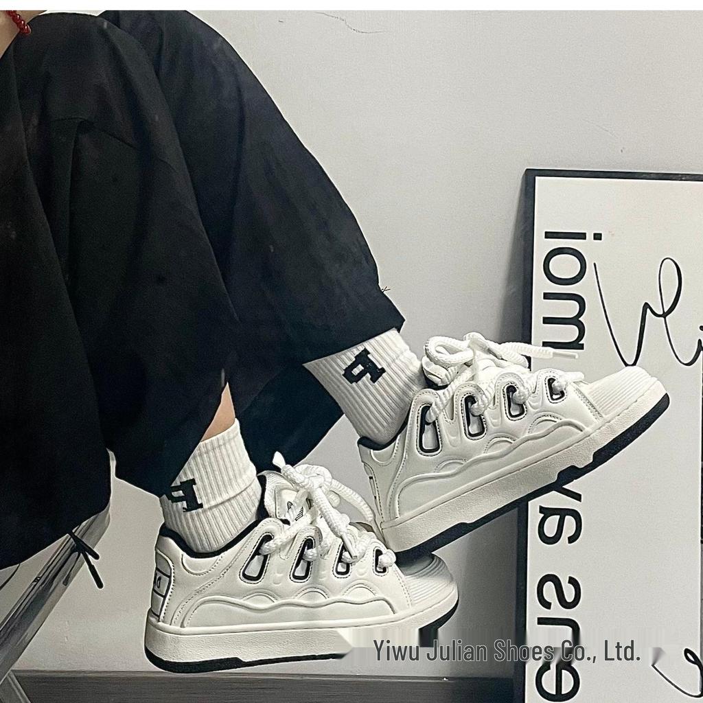 Unisex American High Street White Canvas Loafers - Trendy Spring Height-Increasing Casual Sneakers