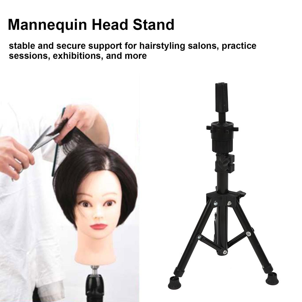 Mannequin Head Stand Aluminium Alloy Adjustable Strong Light Portable Wig Stand Tripod for Hairdressing Training