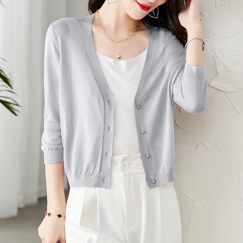 

Srcr Women s Silk Blend V-Neck Knit Cardigan M